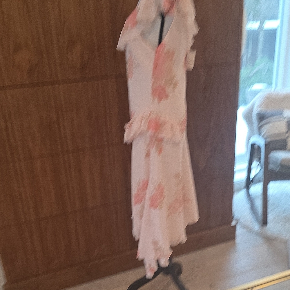 Free People Asymmetrical Floral Dress - Cream and Pink Size XS NWT - Picture 4 of 8